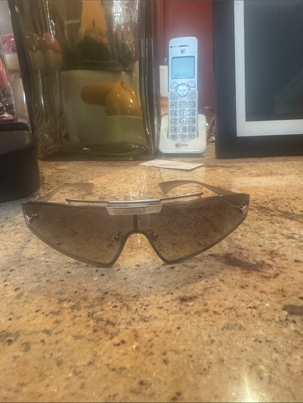 Versace Unisex Smoke Brown Shield Sunglasses. Comes with extra lens.